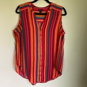 Torrid Striped Multicolor Button-Front Sleeveless Blouse